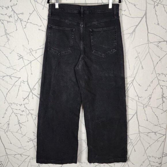 GAP Black Wash Stretch Denim High Rise Stride Wide Leg Jeans - Picture 2 of 6